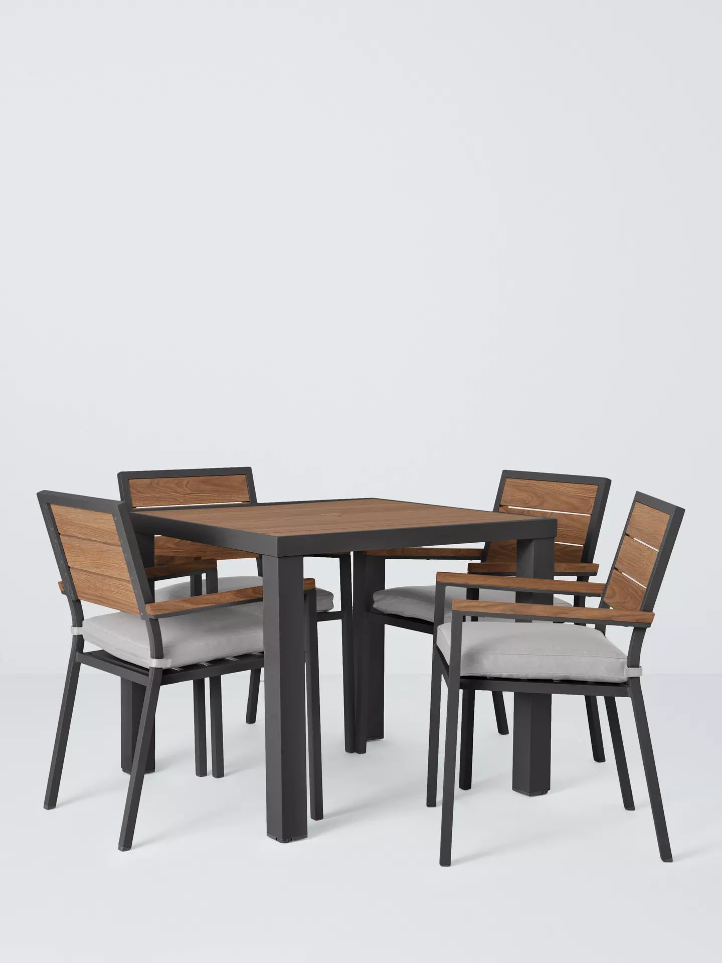 John Lewis Platform 4-Seater Wood-Effect Garden Dining Table & Chairs Set, Black