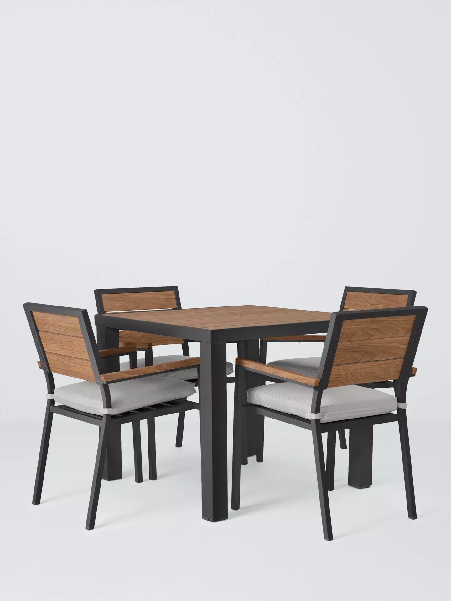 John Lewis Platform 4-Seater Wood-Effect Garden Dining Table & Chairs Set, Black