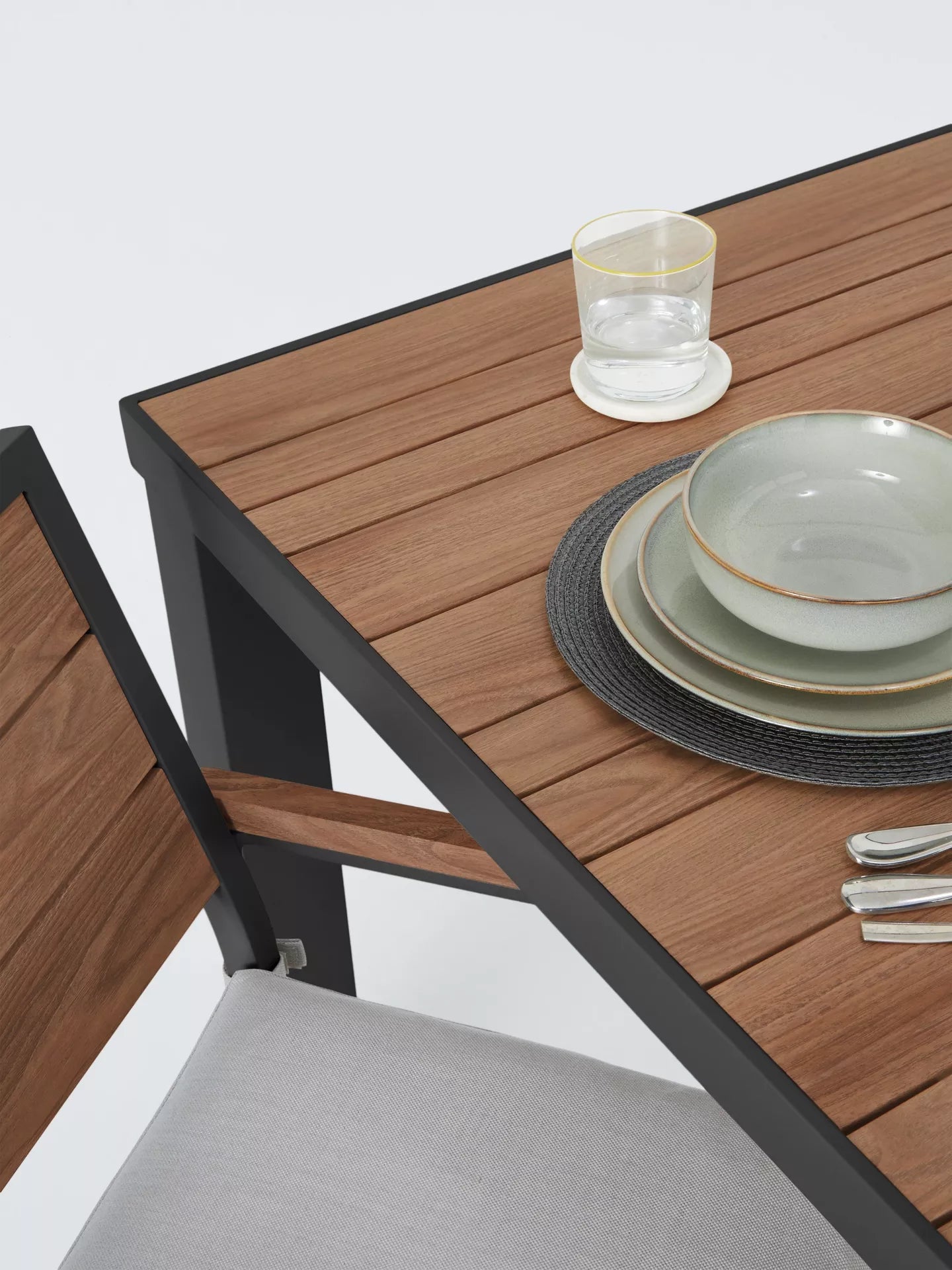 John Lewis Platform 4-Seater Wood-Effect Garden Dining Table & Chairs Set, Black