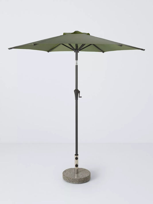 John Lewis Aluminium Wind-Up Parasol, 2.2m Green