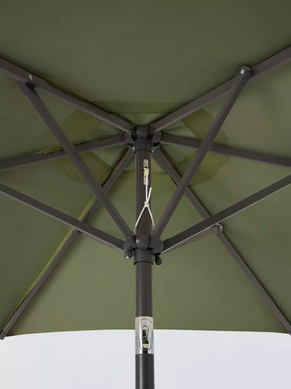 John Lewis Aluminium Wind-Up Parasol, 2.2m Green