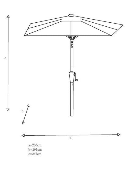 John Lewis Aluminium Wind-Up Parasol, 3 x 2m, Grey