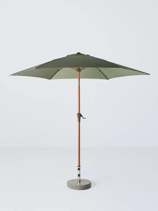 John Lewis Wood-Effect Wind-Up Parasol, 2.7m