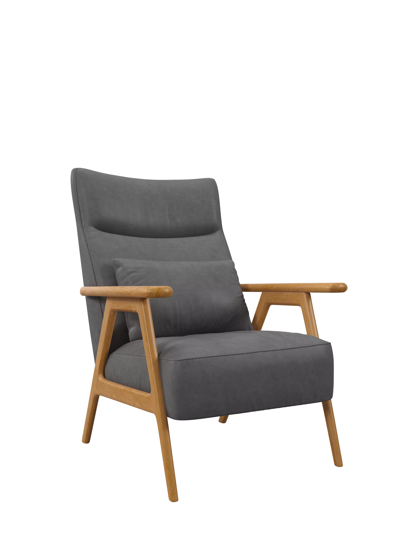 John Lewis Hendricks High Back Leather Accent Chair, Light Leg, Vintage Shadow