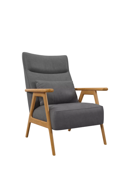 John Lewis Hendricks High Back Leather Accent Chair, Light Leg, Vintage Shadow