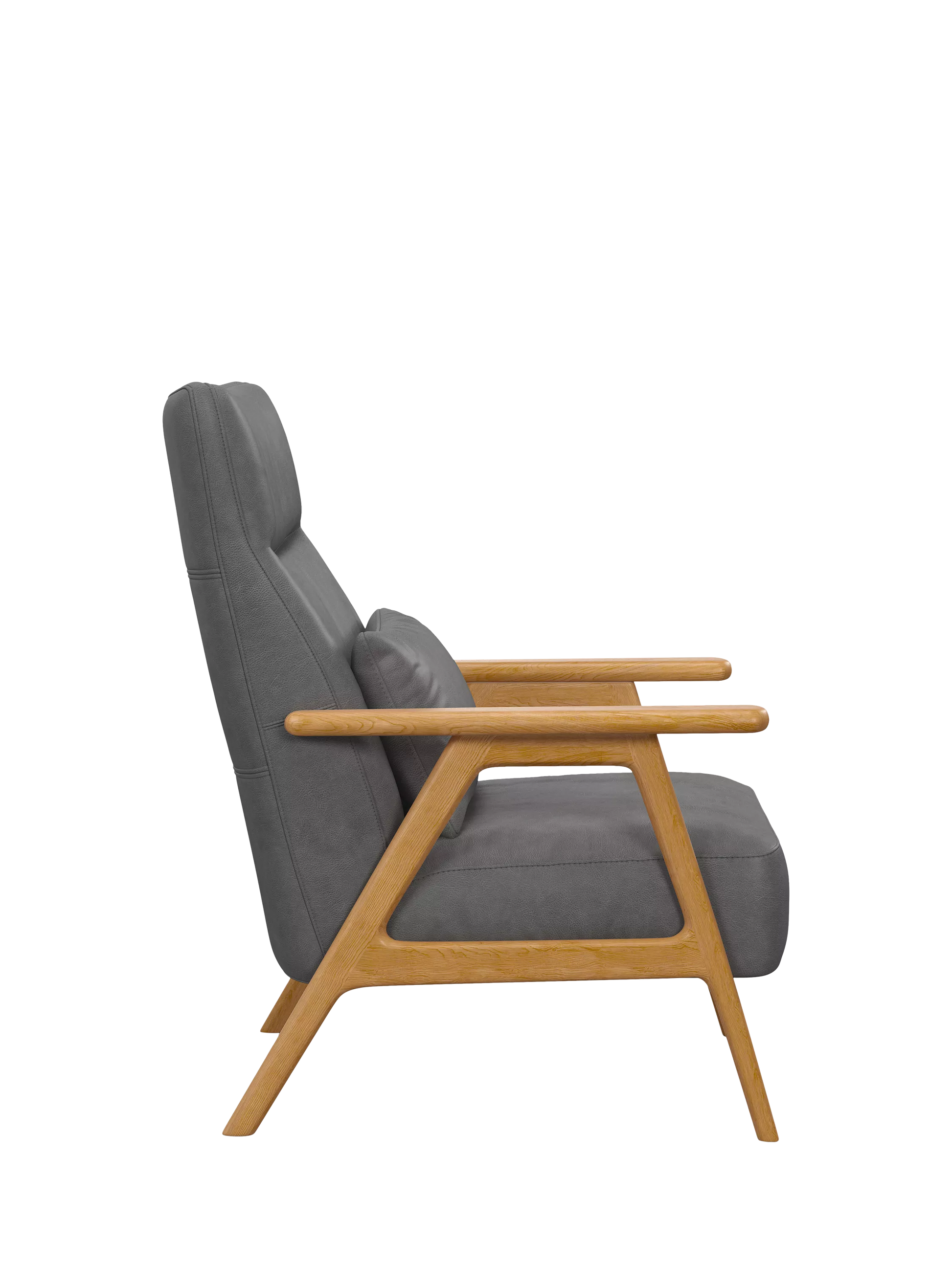 John Lewis Hendricks High Back Leather Accent Chair, Light Leg, Vintage Shadow