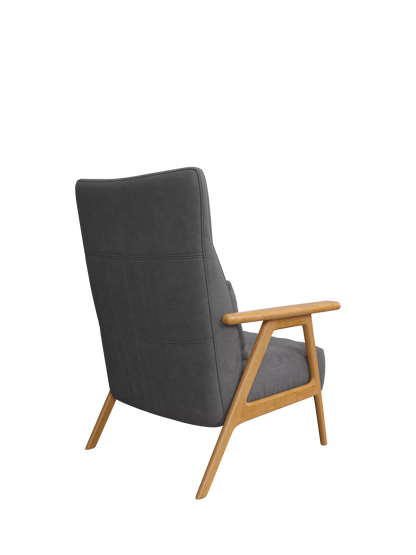 John Lewis Hendricks High Back Leather Accent Chair, Light Leg, Vintage Shadow