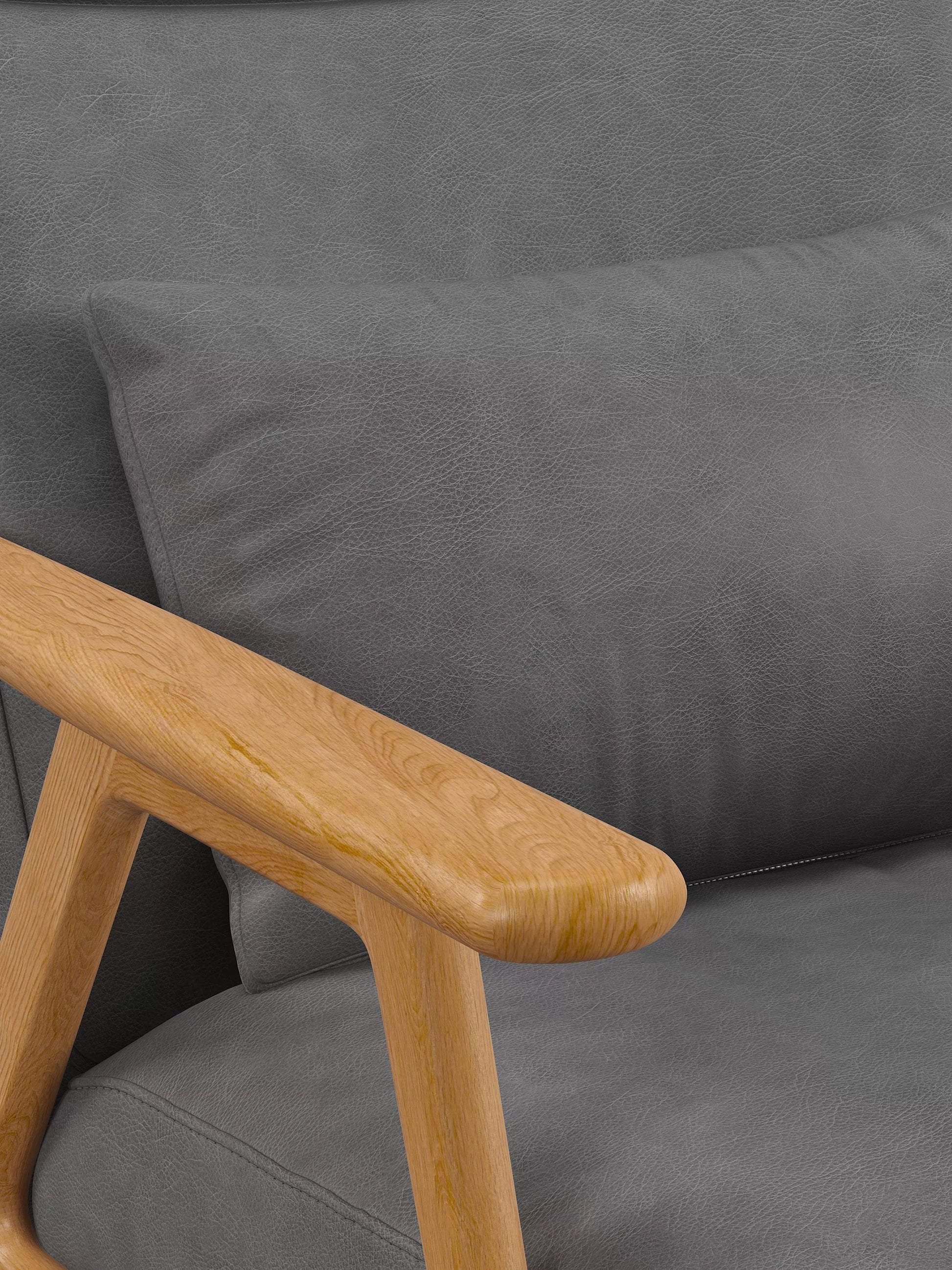 John Lewis Hendricks High Back Leather Accent Chair, Light Leg, Vintage Shadow