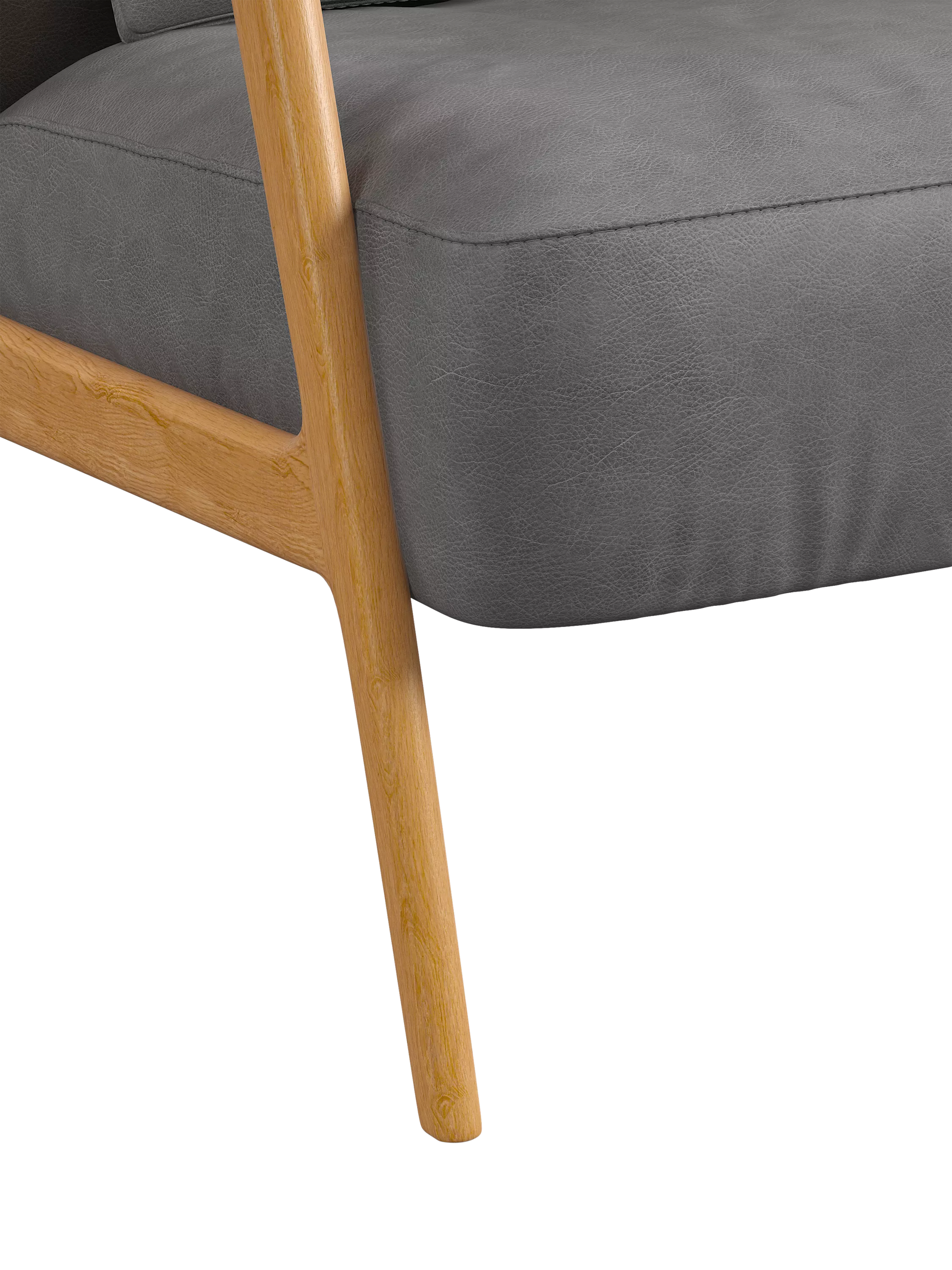 John Lewis Hendricks High Back Leather Accent Chair, Light Leg, Vintage Shadow