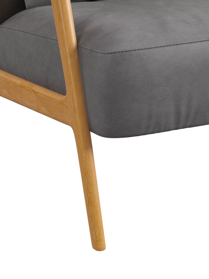 John Lewis Hendricks High Back Leather Accent Chair, Light Leg, Vintage Shadow