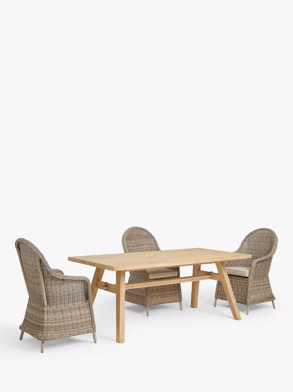 John Lewis Burford Rectangular Garden Dining Table, 190cm, (Acacia Wood), Natural