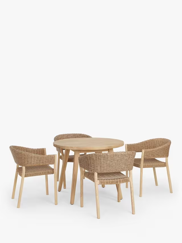 John Lewis Burford Round Garden Dining Table, 100cm, FSC-Certified (Acacia Wood), Natural