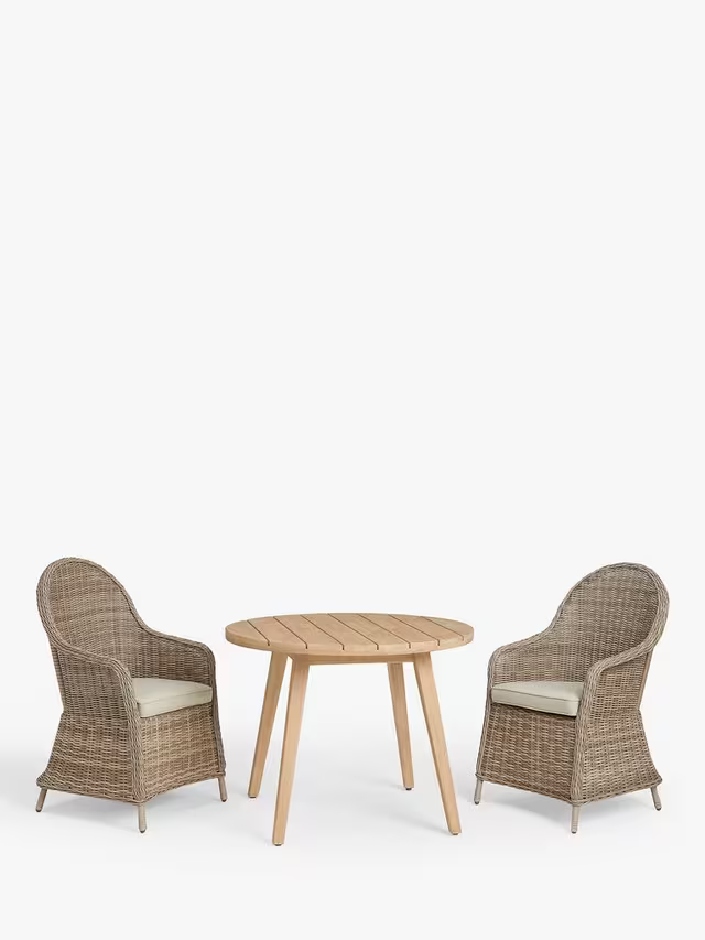 John Lewis Burford Round Garden Dining Table, 100cm, FSC-Certified (Acacia Wood), Natural