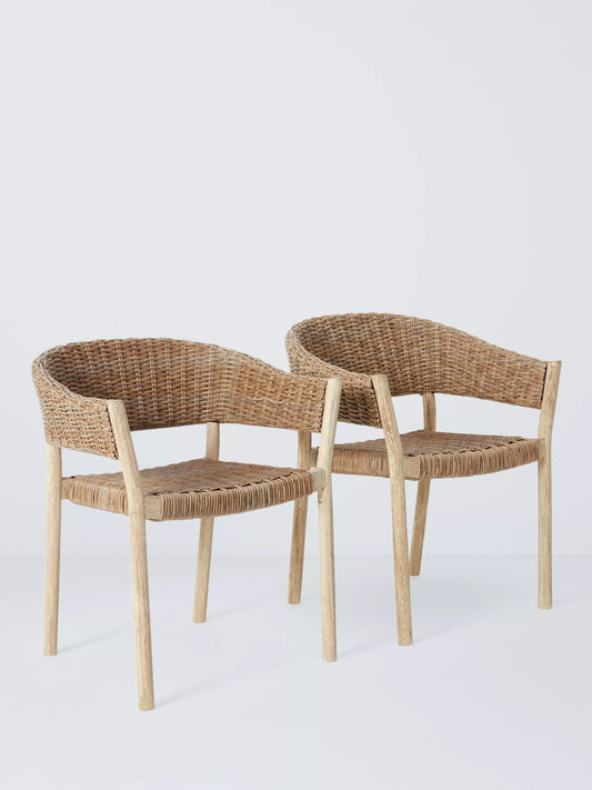 John Lewis Burford Garden Woven Dining Chairs, Set of 2, (Acacia Wood), Natural