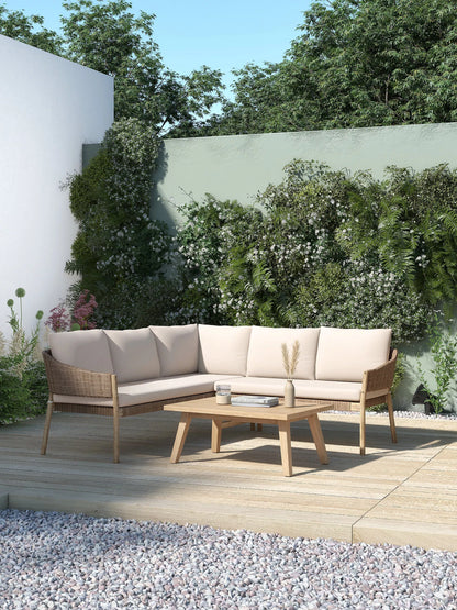 John Lewis Burford 5-Seater Woven Corner Garden Sofa, FSC-Certified (Acacia Wood), Natural