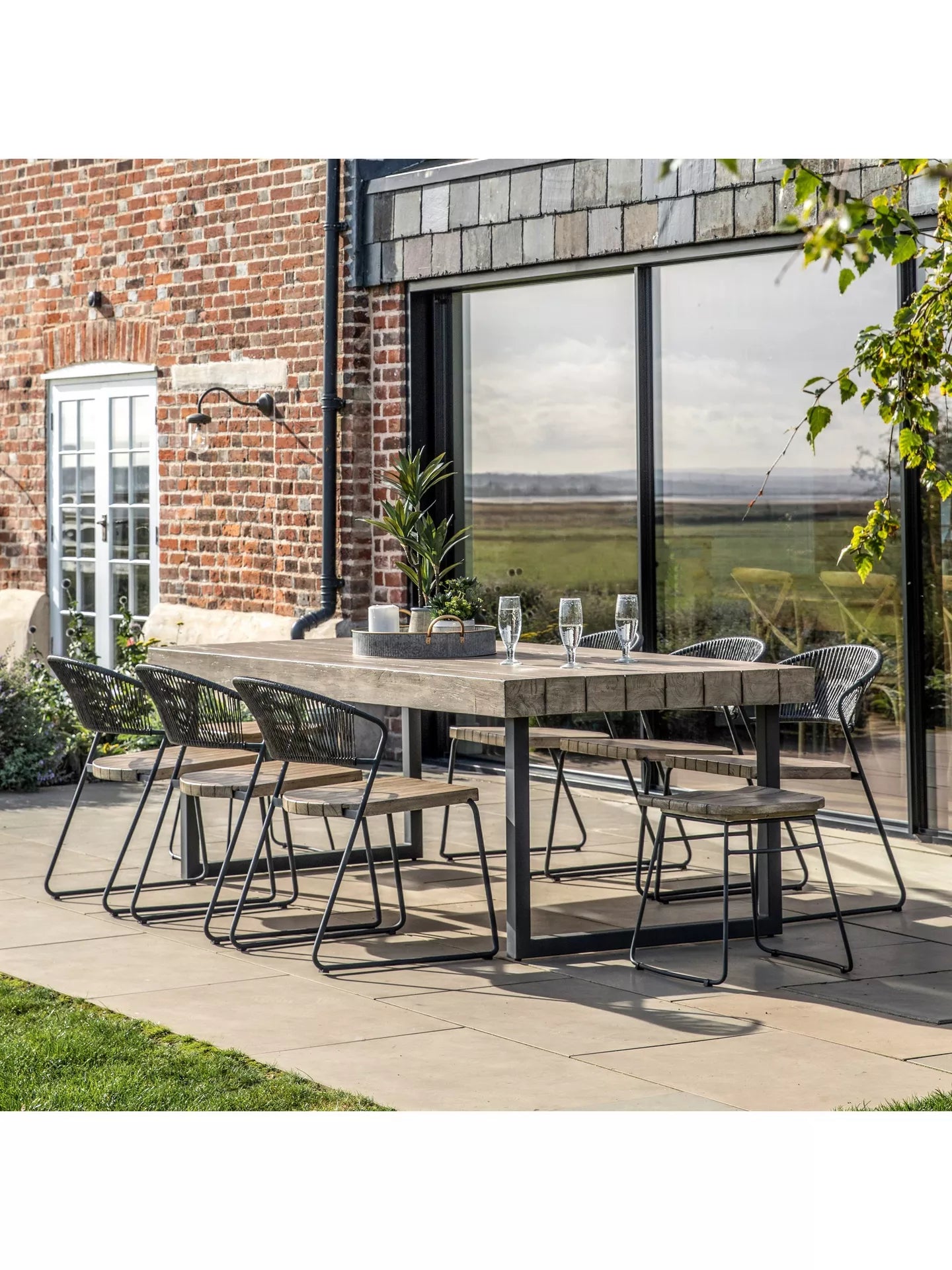 Gallery Direct Taranto 8-Seater Rectangular Acacia Wood Garden Dining Table, Grey