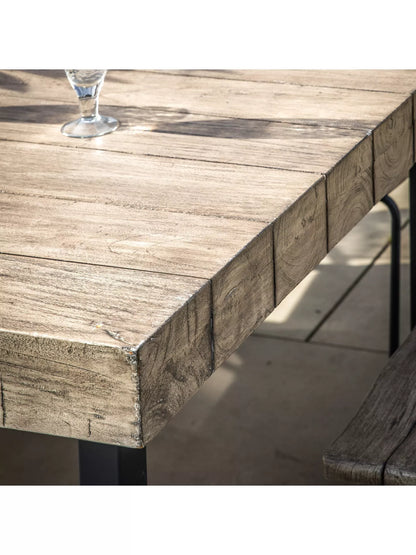 Gallery Direct Taranto 8-Seater Rectangular Acacia Wood Garden Dining Table, Grey