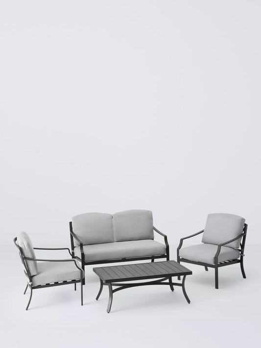 John Lewis Marlow Aluminium 4 Seater Garden Lounge Set, Black/Grey