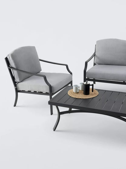John Lewis Marlow Aluminium 4 Seater Garden Lounge Set, Black/Grey