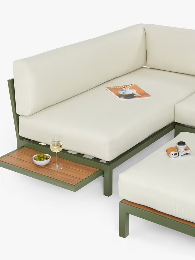 John Lewis Platform Modular 4-Seater Garden Lounging Set, Green