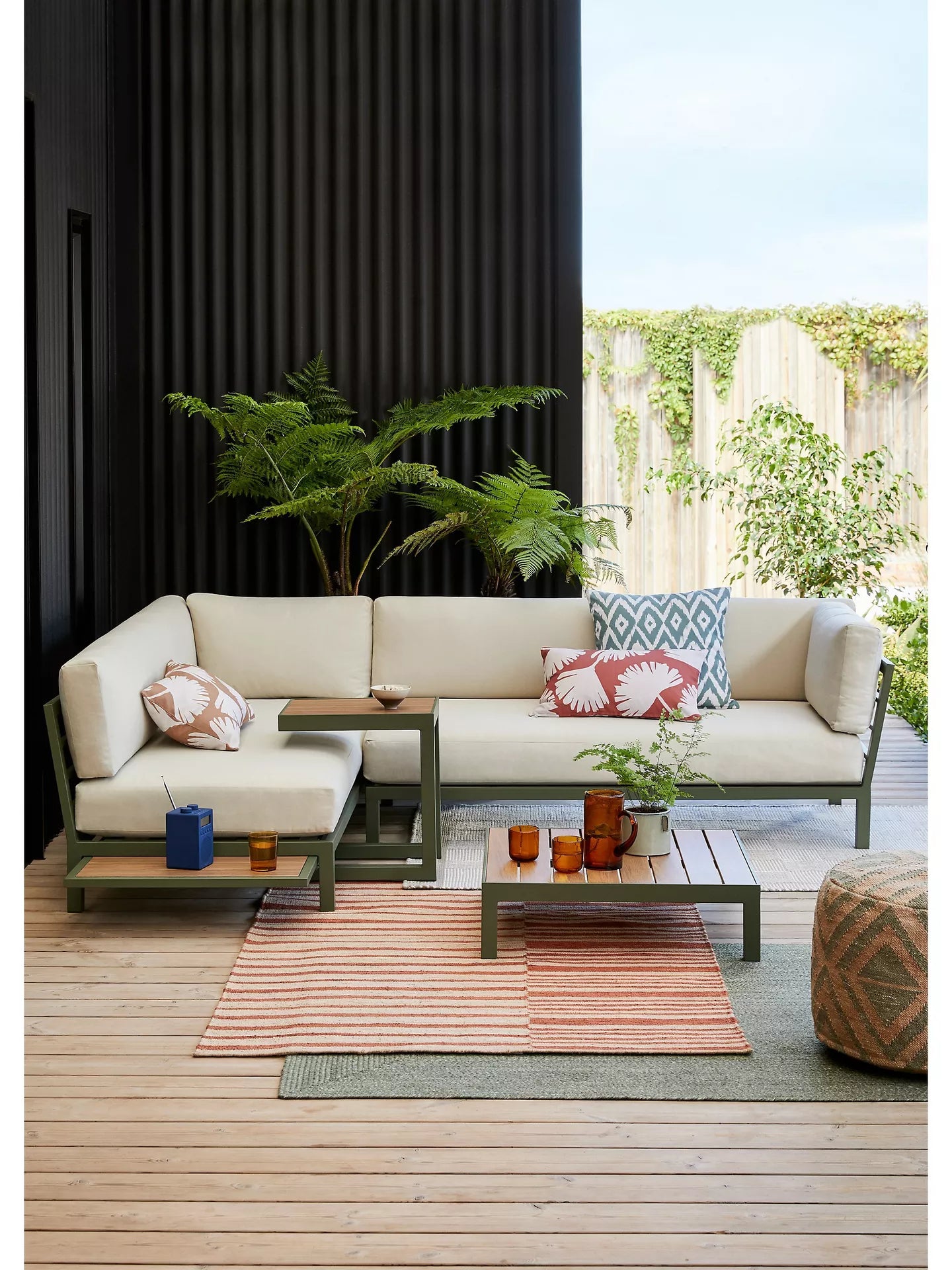 John Lewis Platform Modular 4-Seater Garden Lounging Set, Green