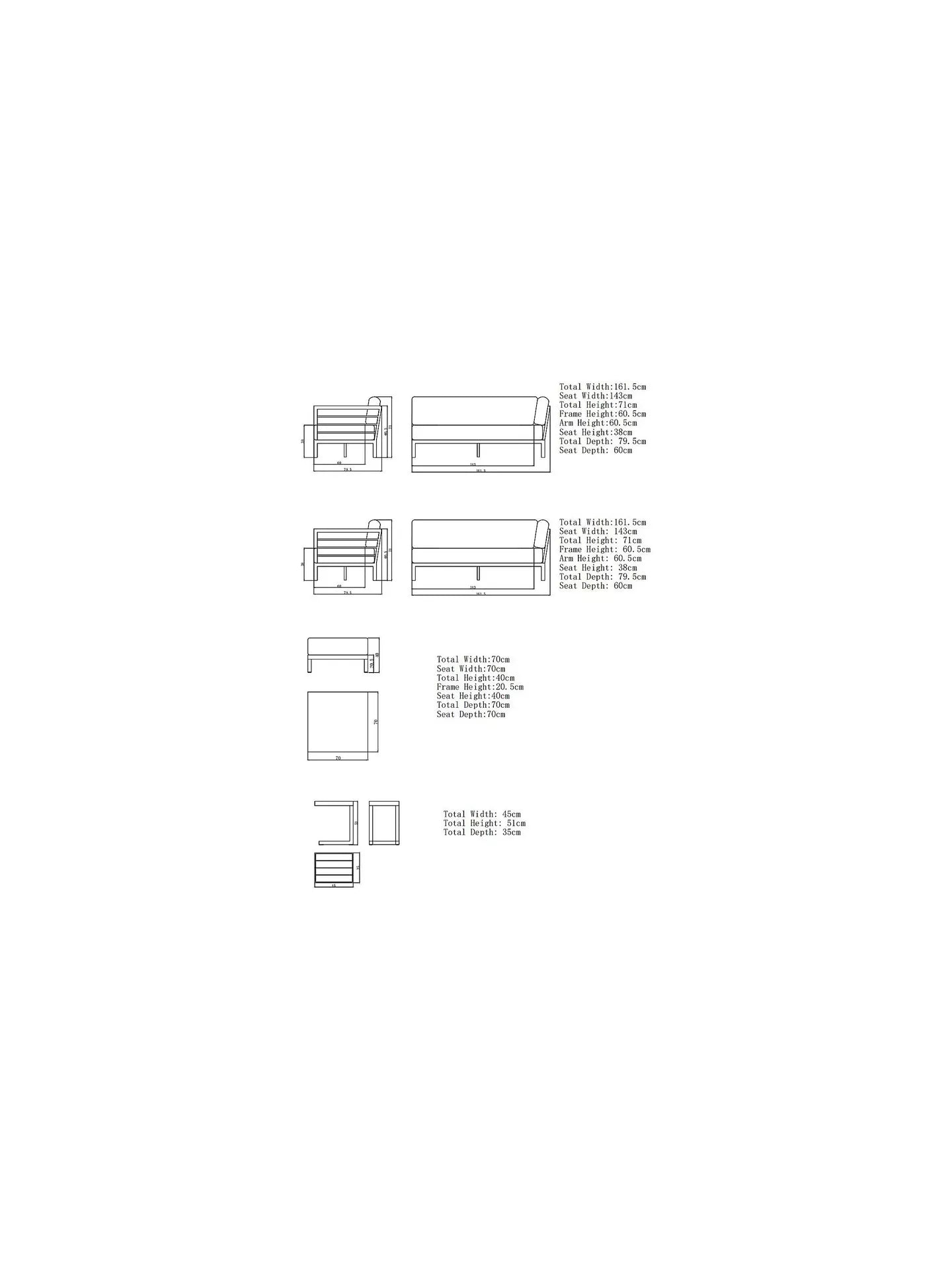 John Lewis Platform Modular 4-Seater Garden Lounging Set