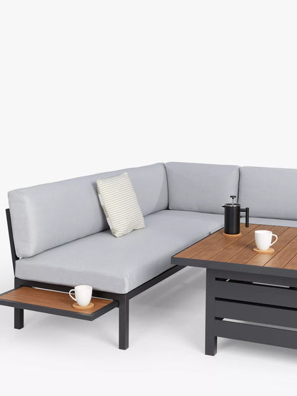 John Lewis Platform 8-Seater Corner Garden Dining/Lounge Set with Height-Adjustable Table, Grey