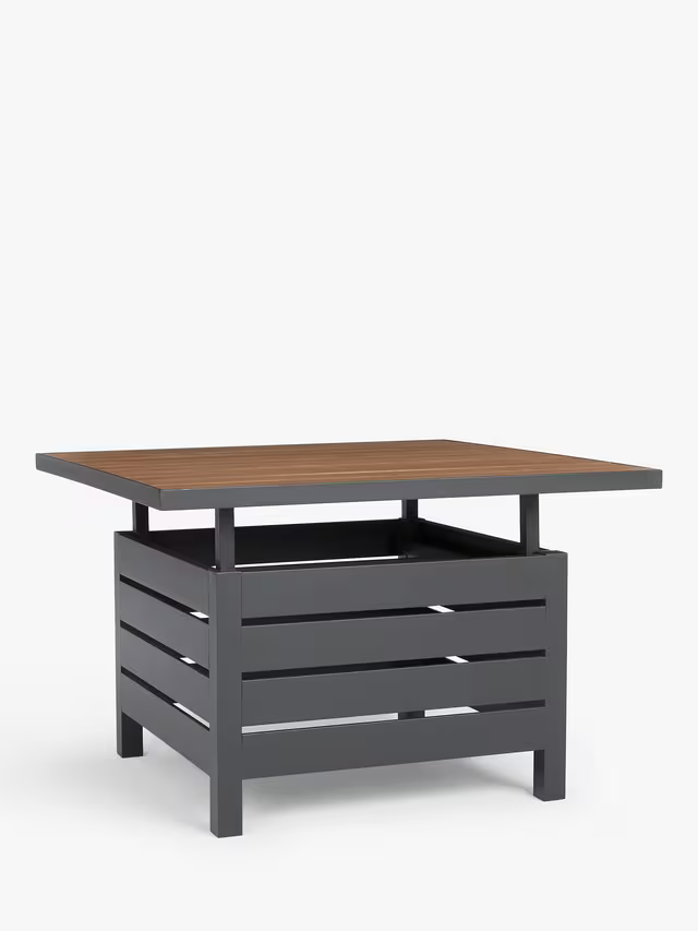 John Lewis Garden  Platform 8-Seater Corner Dining/Lounge Set with Height-Adjustable Table, Grey