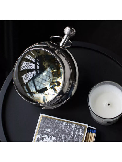Libra Interiors Large Roman Numeral Orb Paperweight Clock, Nickel/Brass