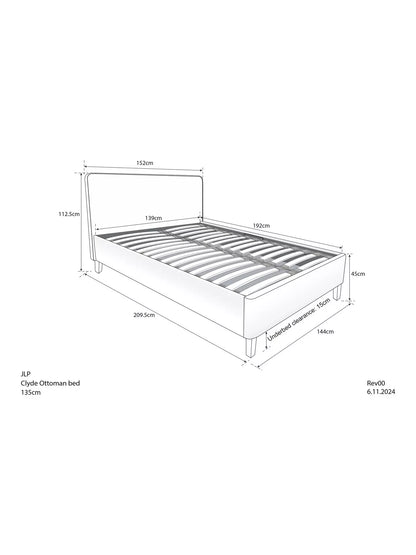 John Lewis Clyde Upholstered Bed Frame, Double, Brushed Weave Grey