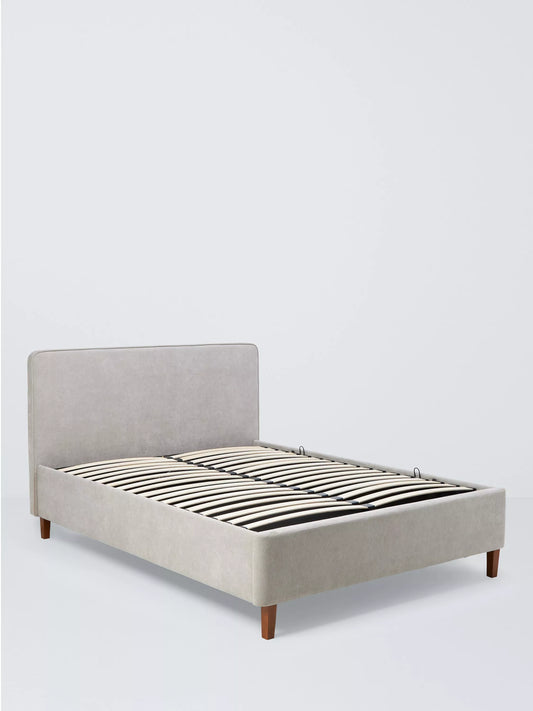 John Lewis Clyde Upholstered Bed Frame, Double, Brushed Weave Grey