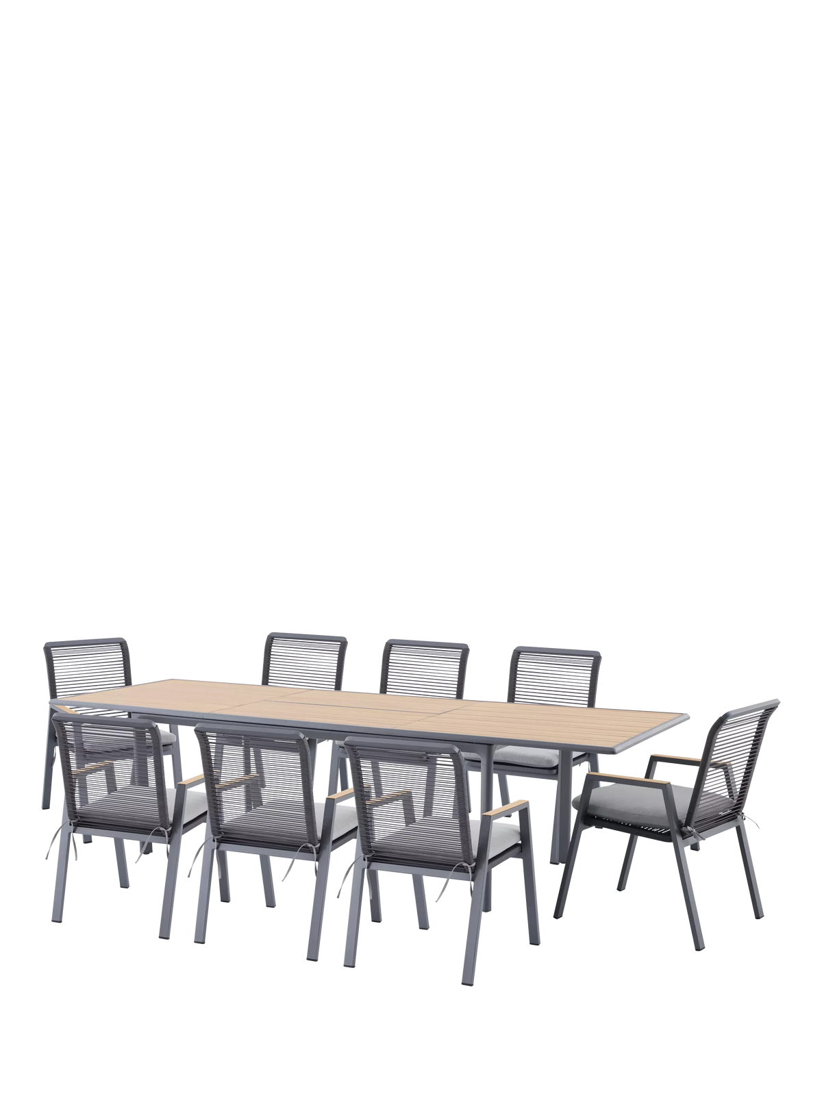 LG Outdoor Sanctuary 8-Seater Extending Garden Dining Table & Chairs Set, Birch