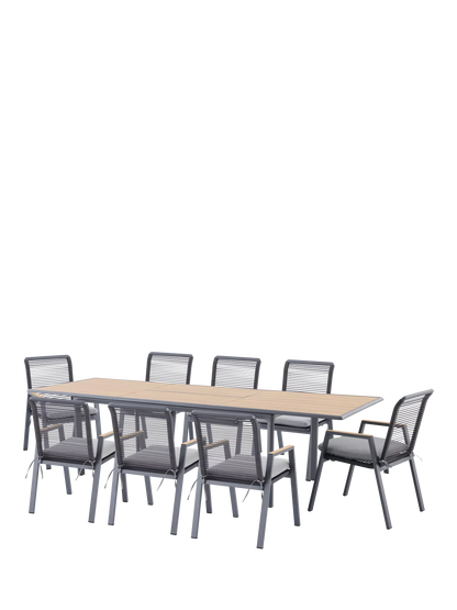 LG Outdoor Sanctuary 8-Seater Extending Garden Dining Table & Chairs Set, Birch