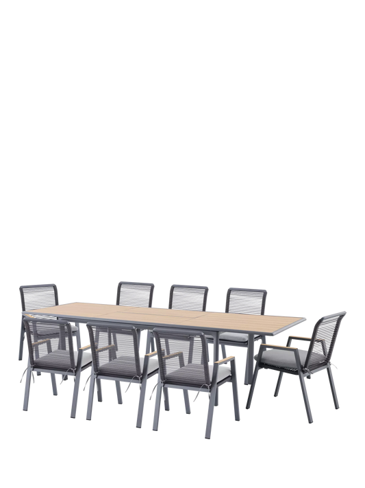 LG Outdoor Sanctuary 8-Seater Extending Garden Dining Table & Chairs Set, Birch