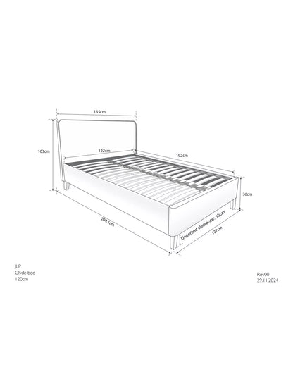 John Lewis Clyde Upholstered Bed Frame, Small Double, Brushed Weave Grey