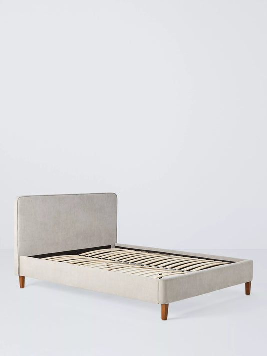 John Lewis Clyde Upholstered Bed Frame, Small Double, Brushed Weave Grey