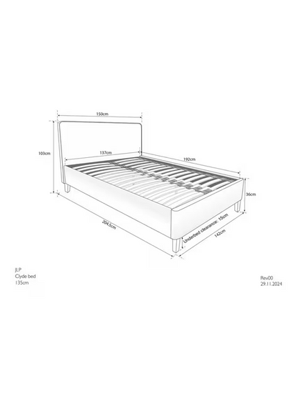 John Lewis Clyde Upholstered Bed Frame, Double, Brushed Weave Grey