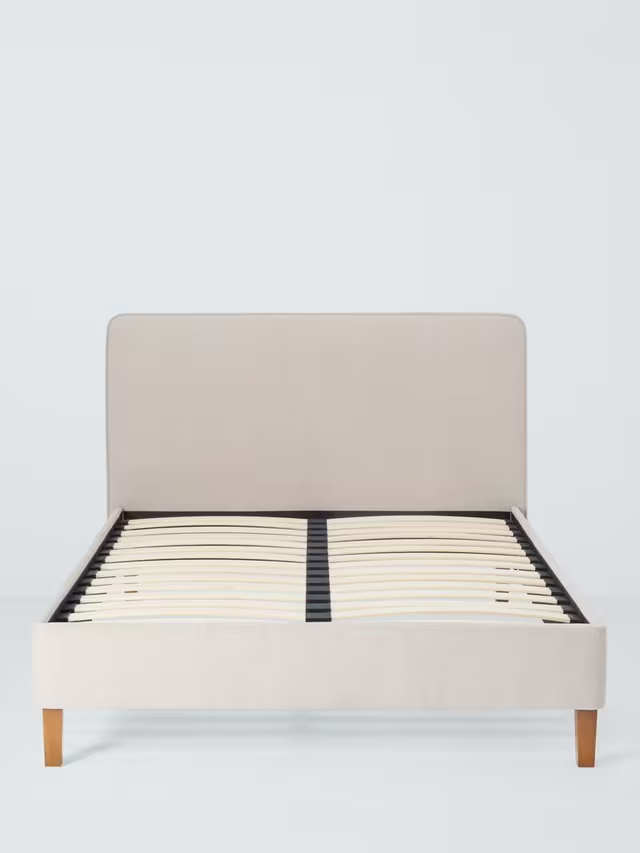 John Lewis Clyde Upholstered Bed Frame, Double, Brushed Weave Beige