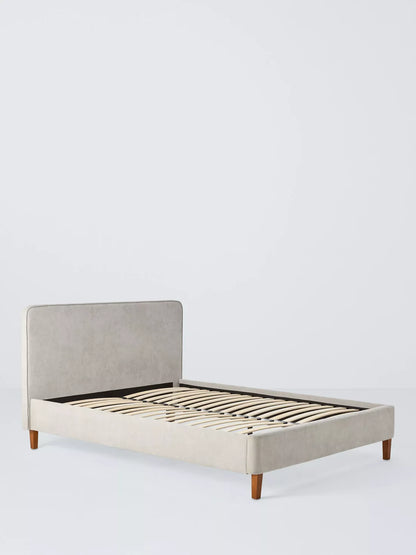 John Lewis Clyde Upholstered Bed Frame, Double, Brushed Weave Beige