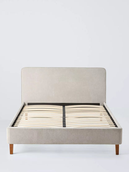 John Lewis Clyde Upholstered Bed Frame, Double, Brushed Weave Grey