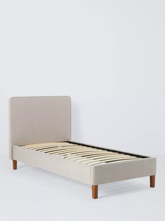 John Lewis Clyde Upholstered Bed Frame, Single, Brushed Weave Beige