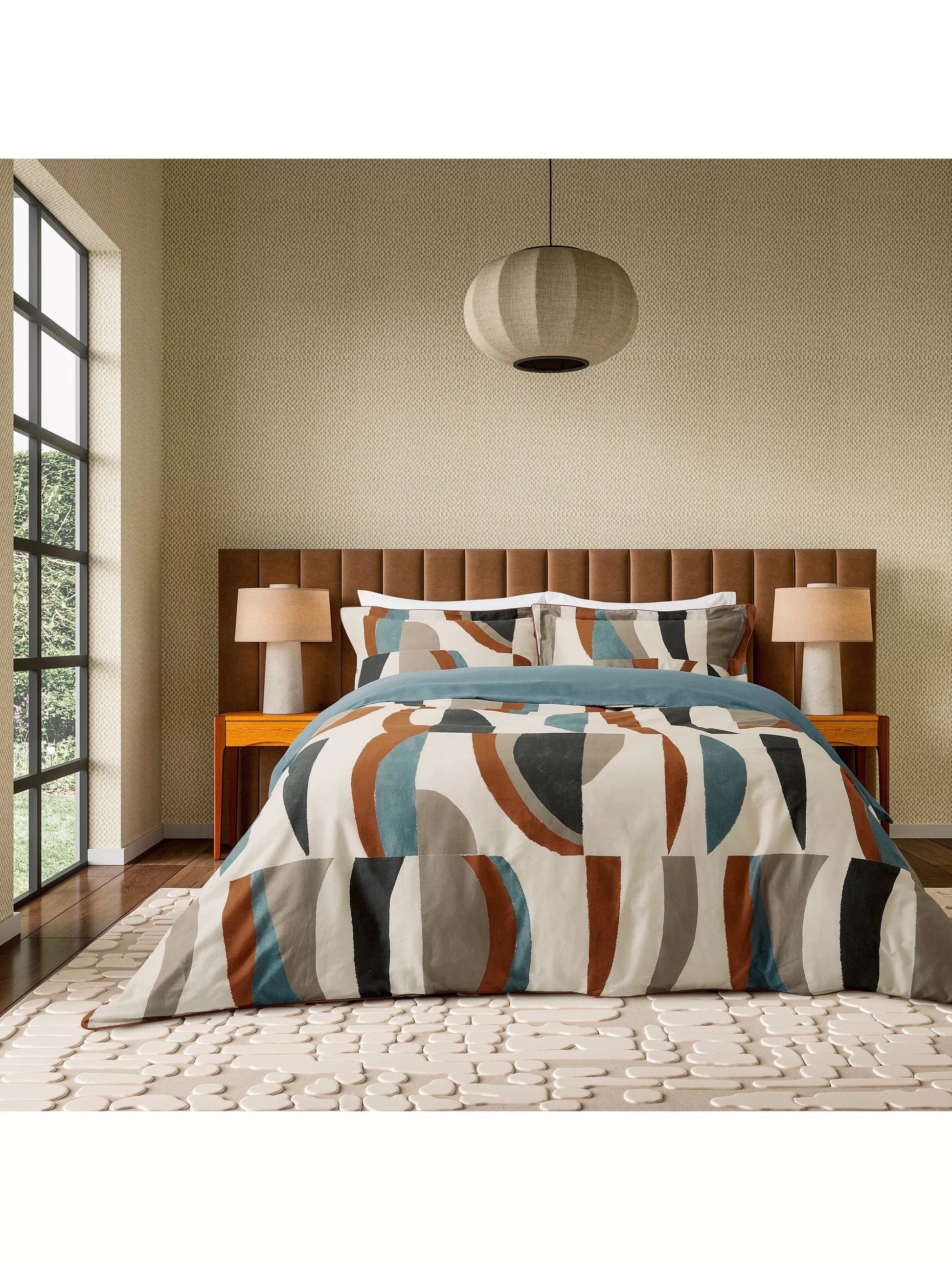 Harlequin Torillo King Duvet Cover, Black Earth/Cornflower/Walnut