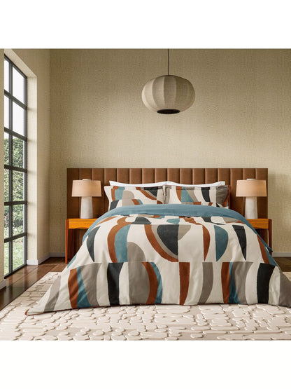 Harlequin Torillo King Duvet Cover, Black Earth/Cornflower/Walnut