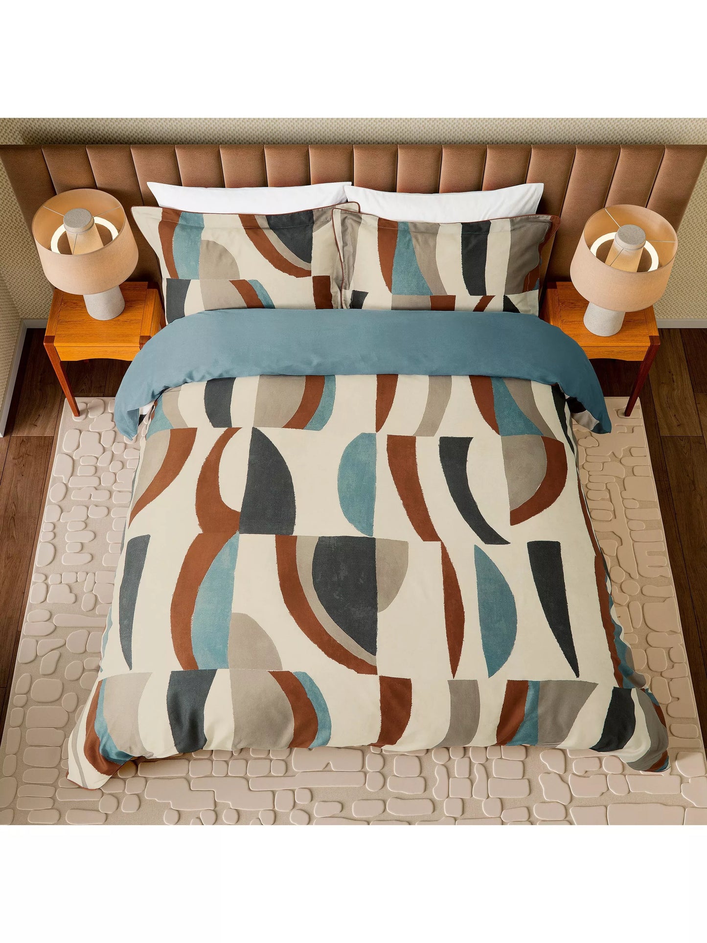 Harlequin Torillo King Duvet Cover, Black Earth/Cornflower/Walnut
