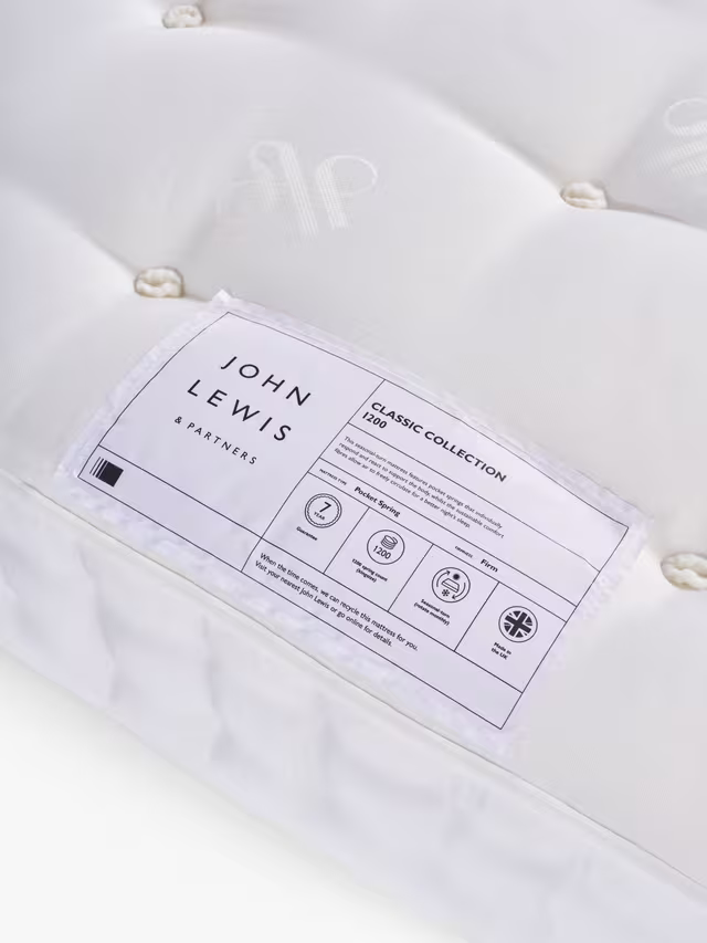 John Lewis Classic Collection 1200 Pocket Spring Mattress, Firm Tension, Small Double