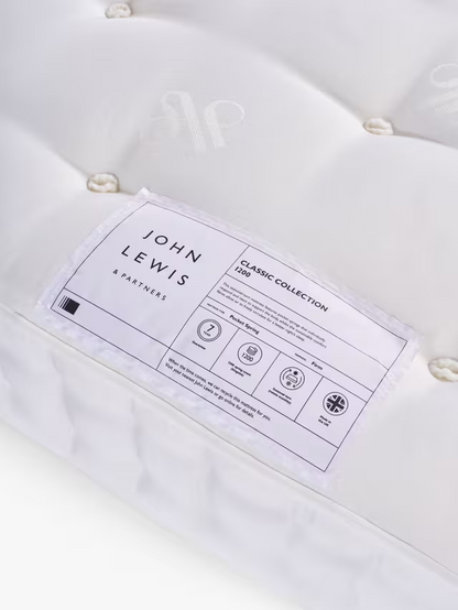John Lewis Classic Collection 1200 Pocket Spring Mattress, Firm Tension, Small Double