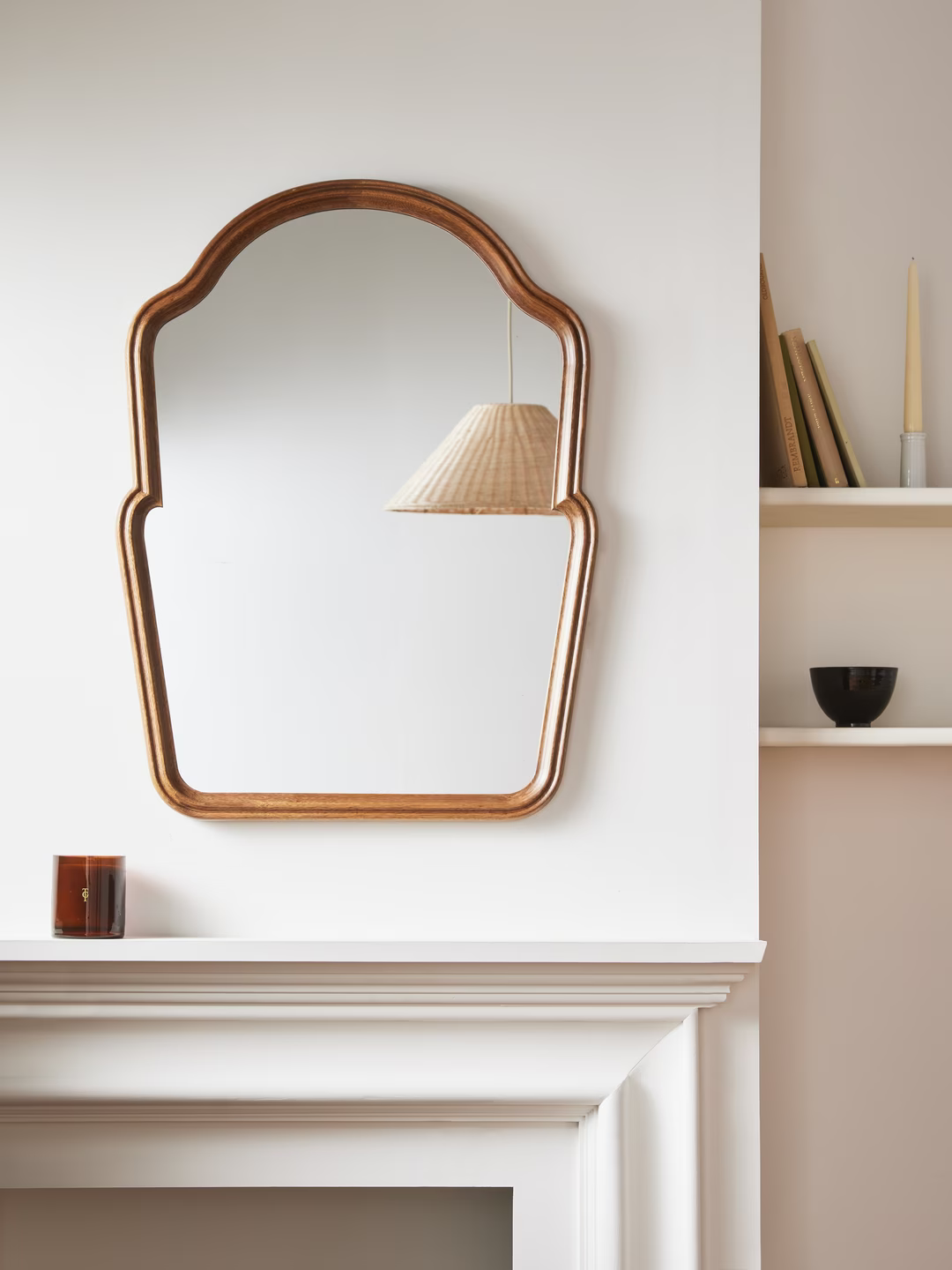John Lewis Farmhouse Overmantel Wood Frame Wall Mirror, 80 x 60cm, Walnut