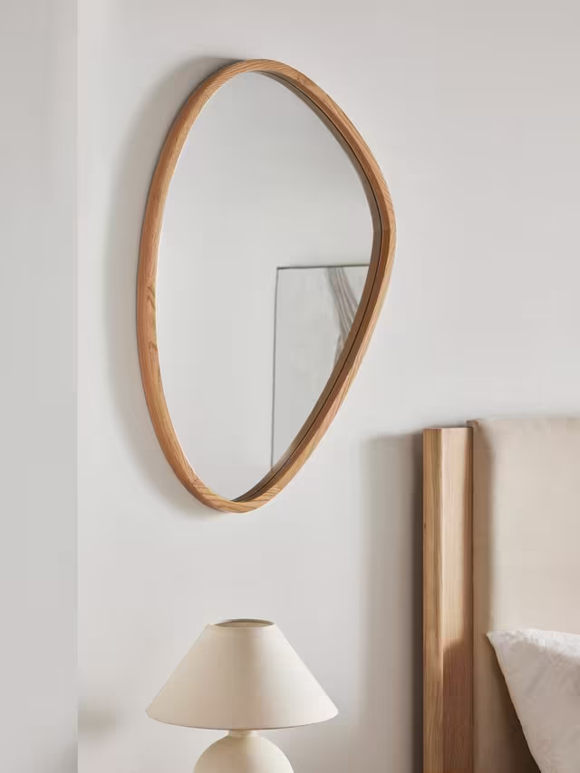 John Lewis Abstract Slim Frame Wall Mirror, 90 x 60cm, FSC-Certified (Oak Wood), Natural