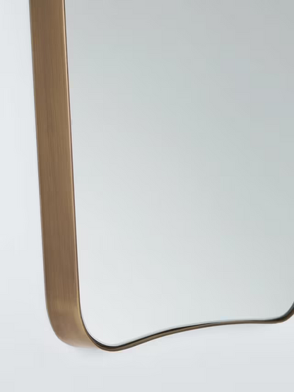 John Lewis Curved Metal Frame Mid Century Wall Mirror, 70 x 50cm, Antique Brass