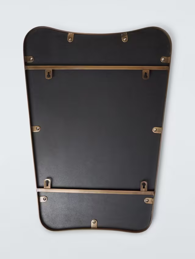 John Lewis Curved Metal Frame Mid Century Wall Mirror, 70 x 50cm, Antique Brass